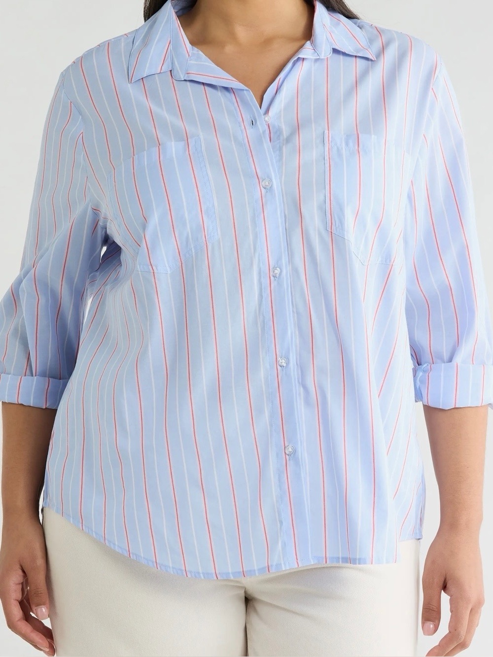 Light Blue Button-Down Striped Shirt